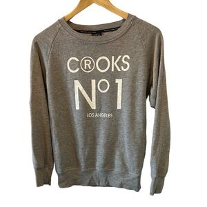 CROOKS & CASTLES Grey Pullover Graphic Print Casual Long Sleeve Sweatshirt M